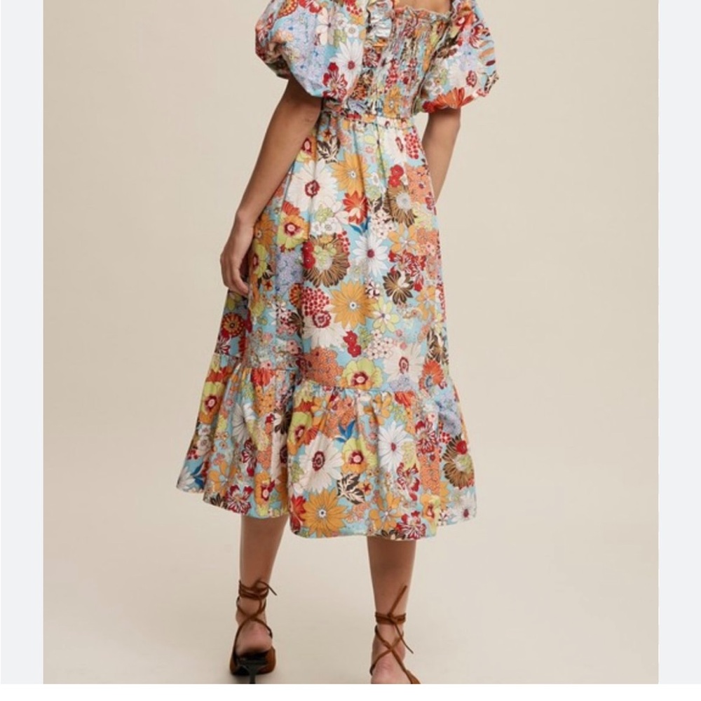 Listicle Floral Puff Sleeve Dress - Picture 2 of 4